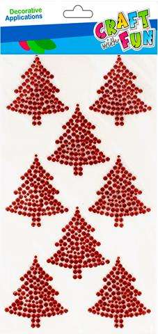 Ziemassvētku dekors-uzlīme Eglīte 8gab. sarkani akmentiņi