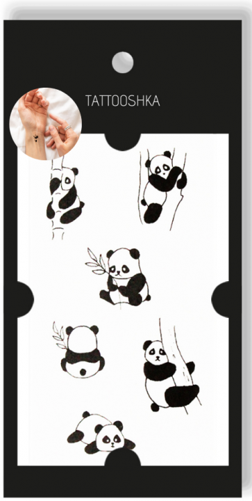 Tetovējums - vienreizēja Panda uzlīme 10,5x6cm