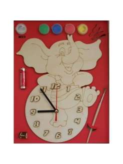 Часы с циферблатом под роспись - Слоник с красками