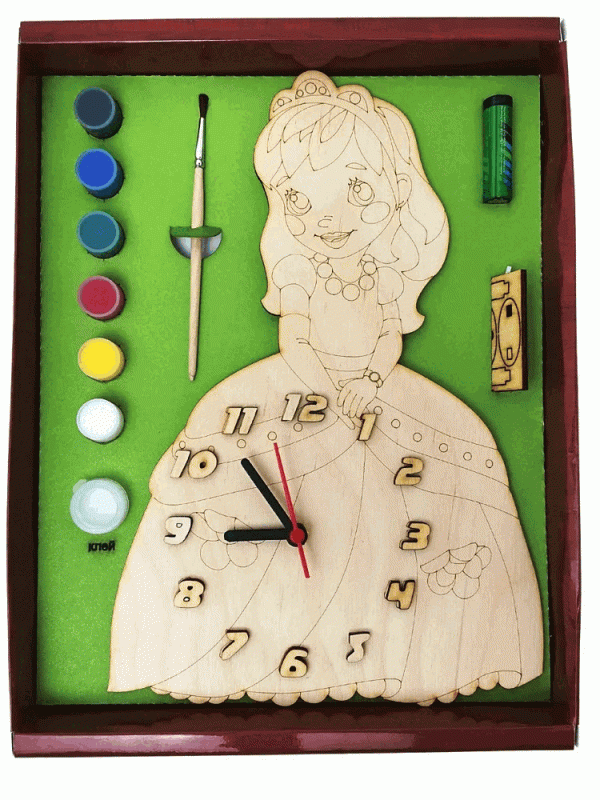 Часы с циферблатом под роспись - Принцесса с красками