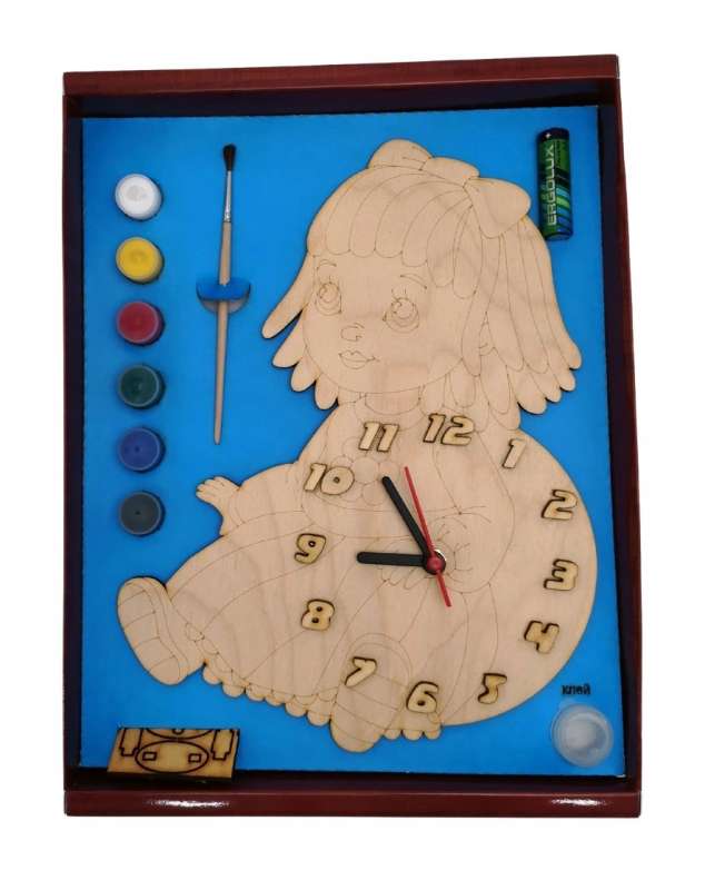 Часы с циферблатом под роспись - Кукла с красками