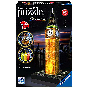 3D puzle Big Ben, ar apgaismojumu