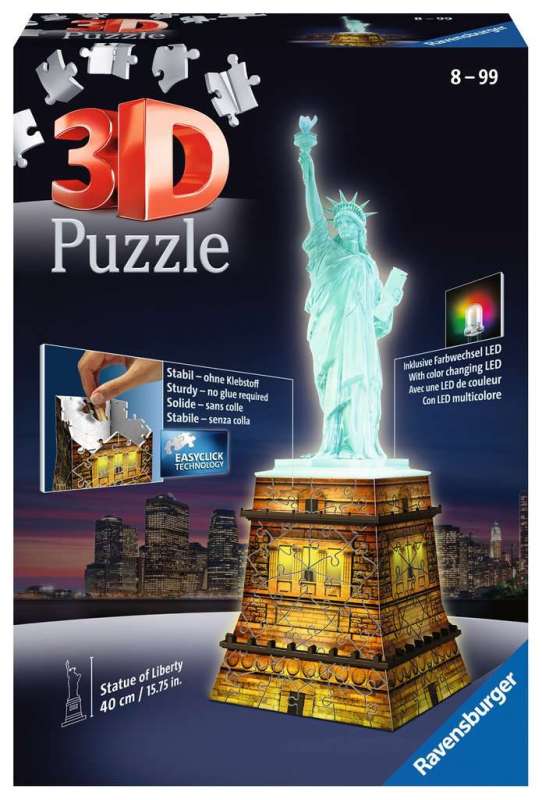  3D puzzle Statue of Liberty, ar gaismu