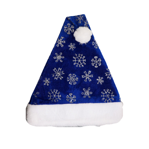 Jaungada cepure Sniegputenis ar kažokādas caurulēm, 29x40 cm, zils, 29x40 cm, zila