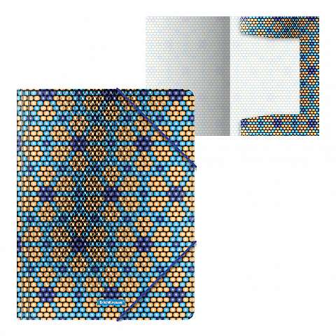 Папка на резинках пластиковая ErichKrause® Blue&Orange Beads, A4