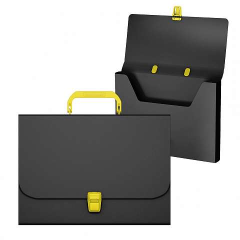 Mape-portfelis A4 ERICHKRAUSE Matt Accent,melns ar dzeltenu rokturi plastik