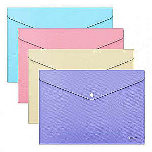 Pasta-konvertā uz pogas plastmasas ErichKrause® Diagonal Pastel, A4, necaurspīdīga, assorti