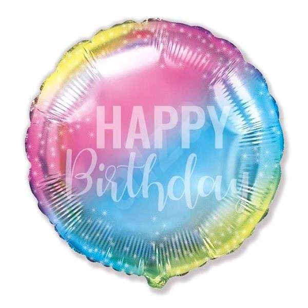 Folijas balons Happy Birthday, gradients, iepakots, FX, 18