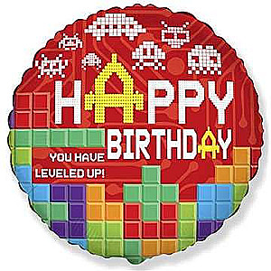 Folijas balons Happy Birthday Bricks, iepakots, FX, 18