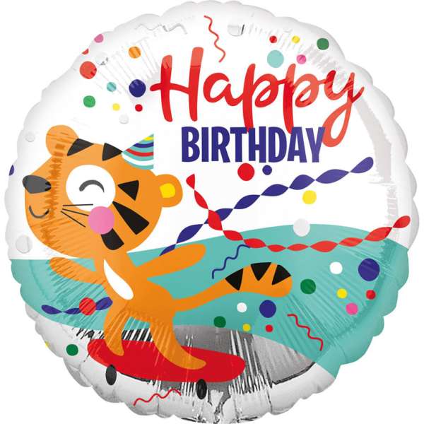 Follija balons 18 cali CIR - Tiger happy birthday