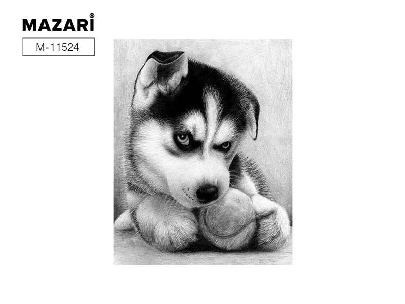 Dimanta mozaīka KUCĒNS AR BUMBULI, izklādes izmērs 20x25 cm