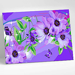 Glezna pēc numuriem 15x20 VIOLETI ZIEDI 17 krāsas