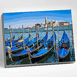 Glezniecība pēc cipariem 40x50 VENĒCIJA. GONDOLAS 28 krāsas 