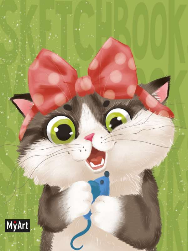 MyArt. MeowBook Skice grāmata. Kaķis ar lentīti