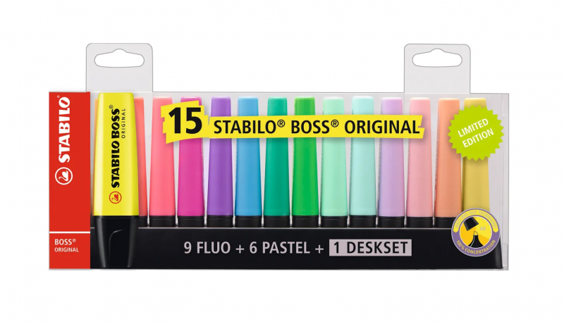 Набор маркеров офисных STABILO BOSS, 15 цветов