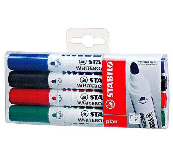 Набор маркеров для белой доски STABILO PLAN, 4 цвета