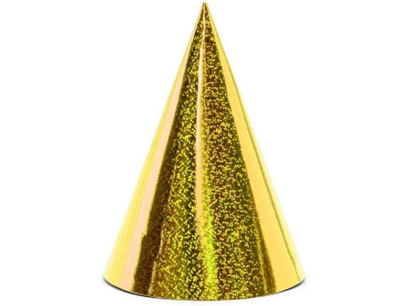 Svētku cepure - zelta, hologrāfiska, 6 gab