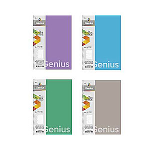 A4 spirālveida piezīmju grāmata, 80 lapas līnijā Genius, assorti