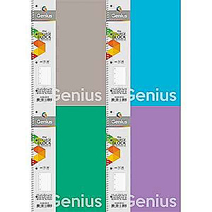 A4 spirālveida piezīmju grāmata, 80 lapas līnijā Genius, assorti