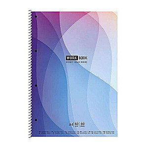A4 spirālveida piezīmju grāmata, 80 lapas rūtiņās WORK Book, assorti