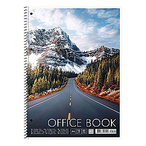 Koledžas bloks A4 ar spirāli, 80 lapas rūtiņu Office book, assorti