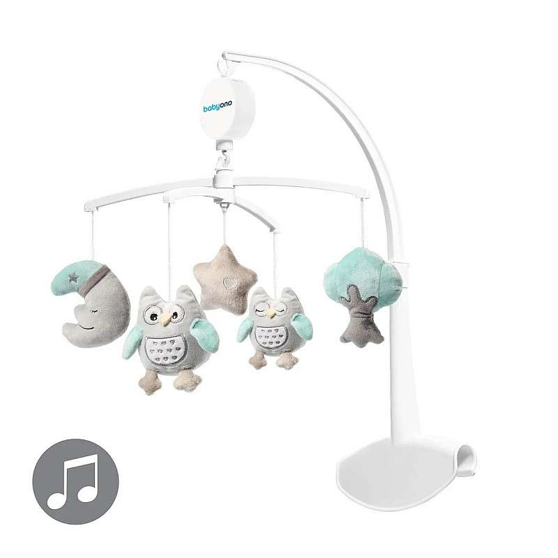 BABYONO Музыкальная карусель с мягкими игрушками 0m+ OWLS SOFIA