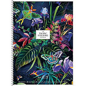 A4 spirālveida piezīmju grāmata, 80 lapas kvadrātā Tropics Paradise, assorti
