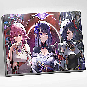 Glezna pēc numuriem 30x40 Genshin YAE MIKO, RAIDEN, SARA 32 krāsas