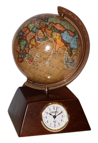 Globuss 110 mm + pulkstenis piramīda
