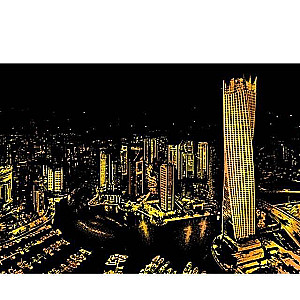 Skratch-attēls Night city krāsains