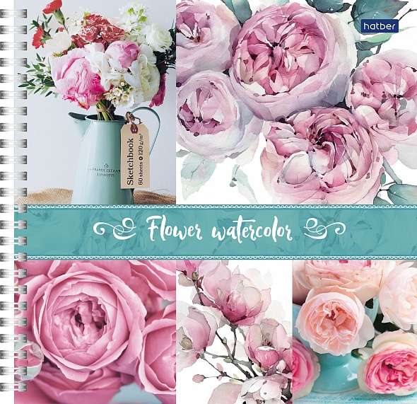 Premium Burtnīca SketchBook 60lpp А4 210х210mm Ziedu akvarelis