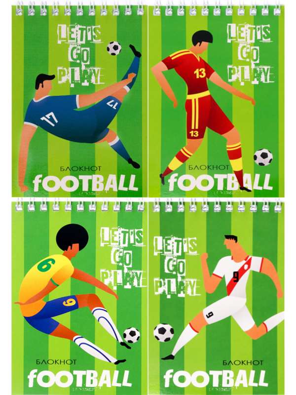 BLŌKNOTS A6 40l. uz spirāles FUTBOLA DIZAINS