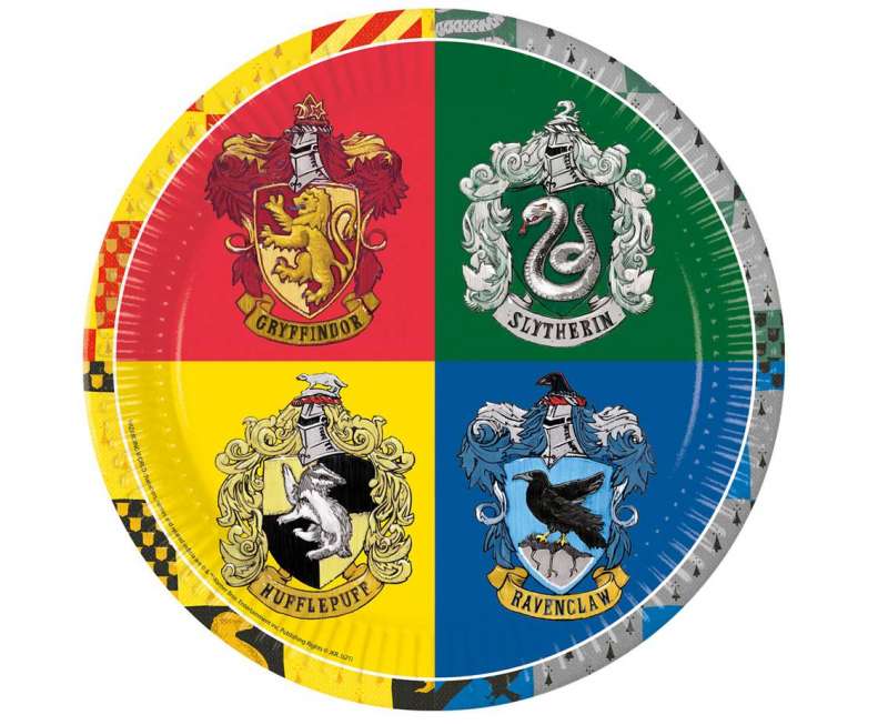 Бумажные тарелки 23см 8шт Harry Potter Hogwarts Houses