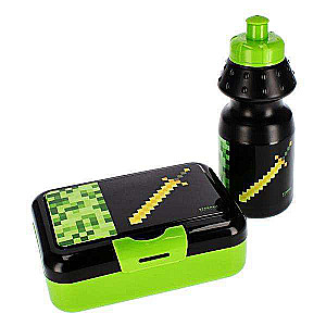 Komplekts: ūdens pudele 350 ml + pusdienu kaste 16X12,5X5,5cm PIXEL