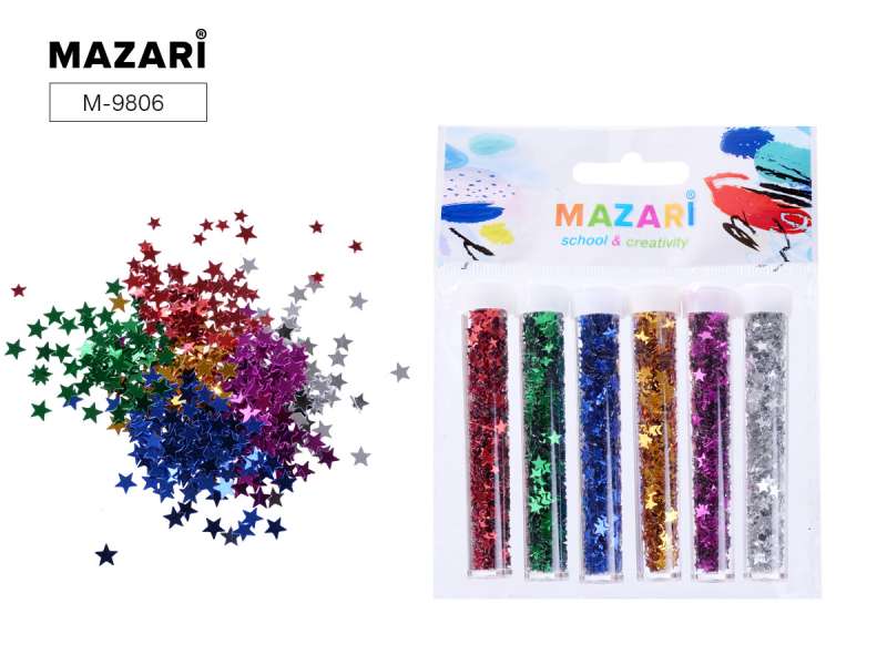Dekoratīvo zvaigžņu komplekts, 6 krāsas x 2.5 g