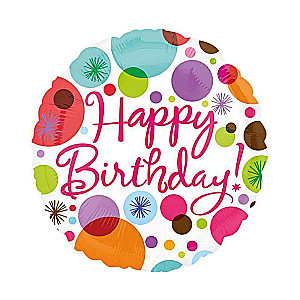 Folijas balons 18/46cm apaļš Happy Birthday