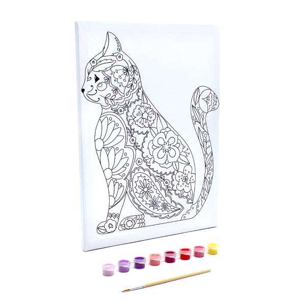 Раскраска на холсте Цветочная кошка 40х30