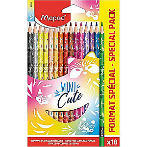 Krāsainie zīmuļi MAPED Mini Cute 18 krāsas