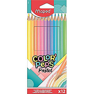 Krāsainie zīmuļi MAPED ColorPeps Pastel 12 krāsas