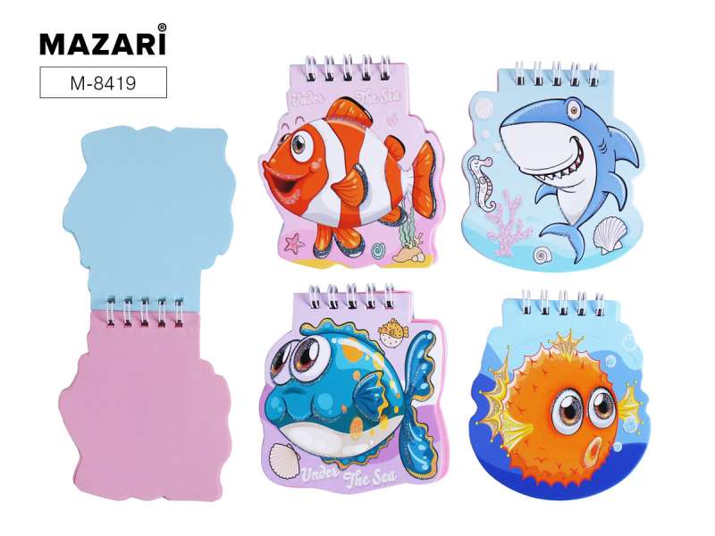 Bloknotu uz eiro spirālēm UNDER THE SEA 8x9,5cm, 40 l.