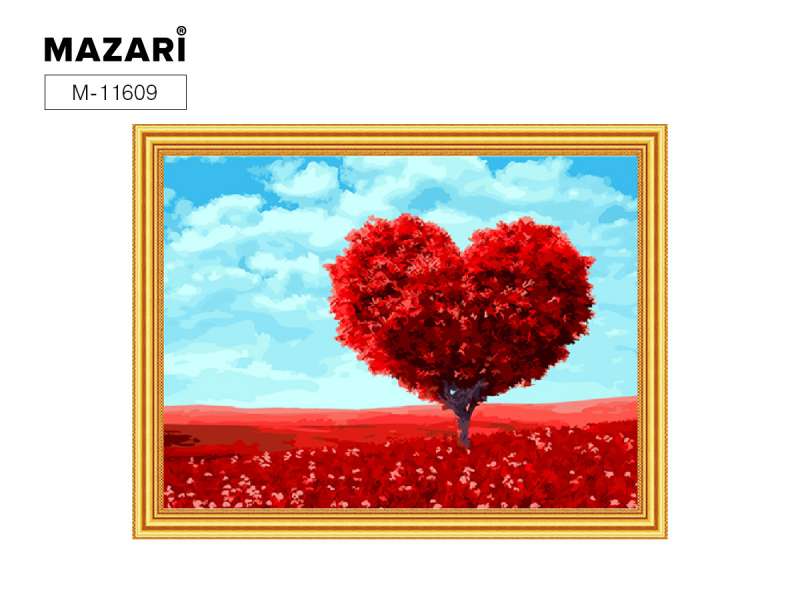 Glezna 2 vienā: dimanta mozaīka un krāsošana pēc numuriem 30x40 cm KOKS-SIRDS