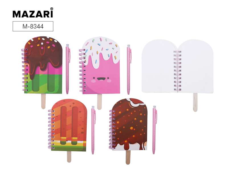 Bloks piezīmēm uz eiro spirāles ICE CREAM, 8 x 12 cm, 50 lapas