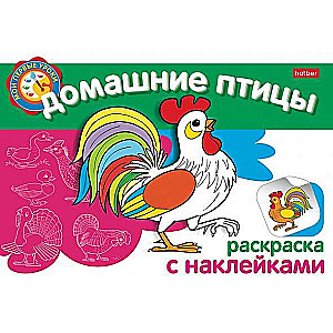 Krāsojamā grāmata ar uzlīmēm. Mājputni