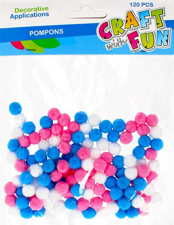 Dekors Pomponi 120gab. 1cm, poliesters, Mikss