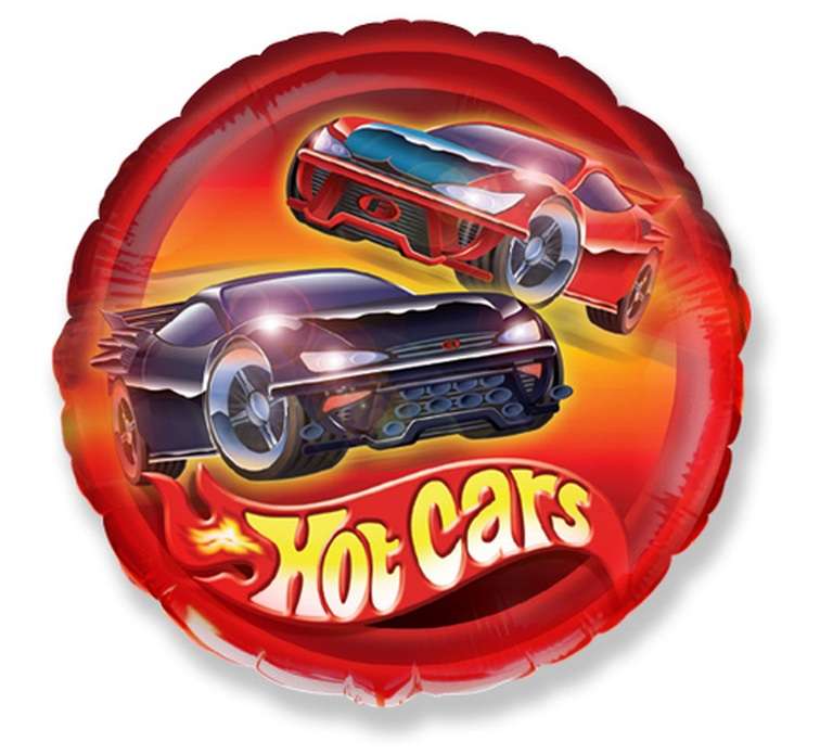 Folijas balons 18/46cm apaļš FX Hot cars sarkans