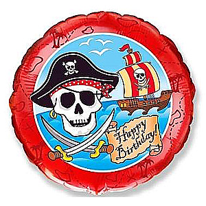 Folijas balons 18/46cm apaļš FX Pirate Happy Birthday