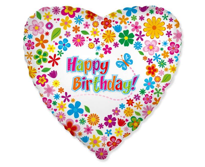 Folijas balons 18/46cm Sirds Happy birthday