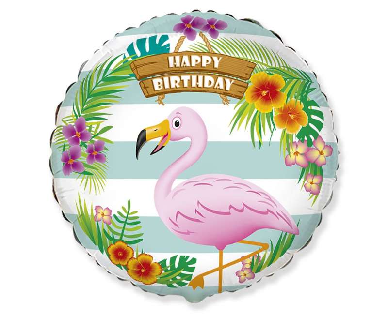 Foliētais balons 18/46cm apaļš FX Flamingo