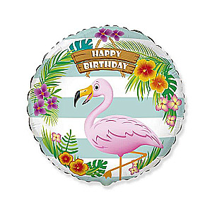 Foliētais balons 18/46cm apaļš FX Flamingo