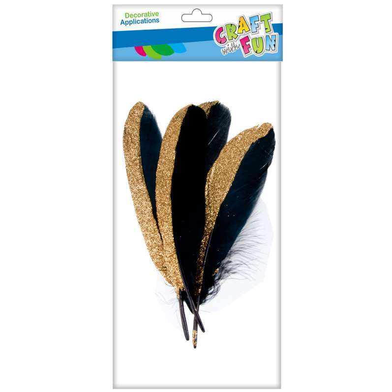 Dekors radošumam - Melni/zeltaini spalvas 17-22cm 4gab.